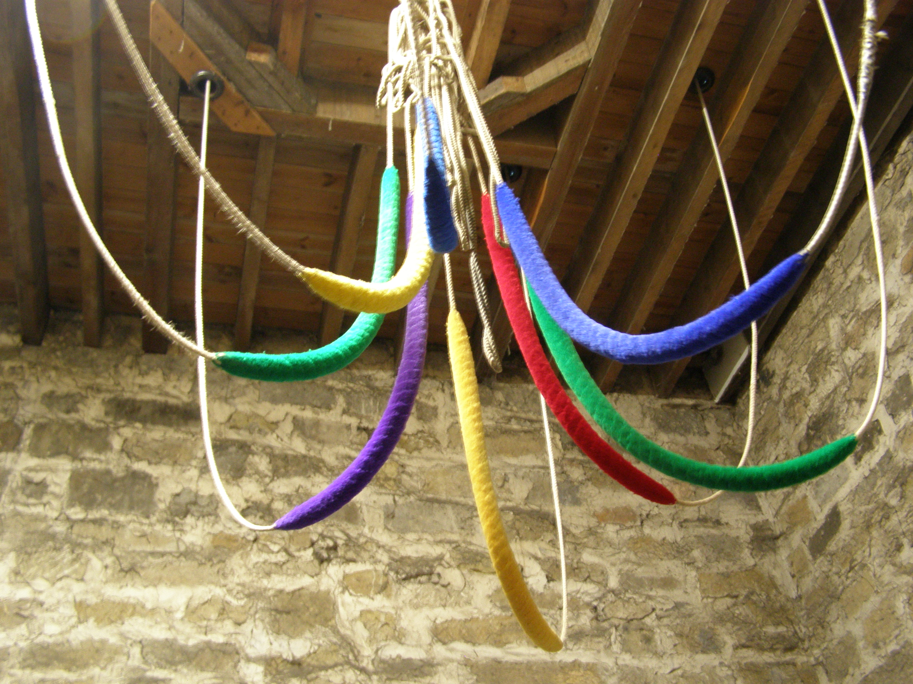 The liturgical coloured bell ropes